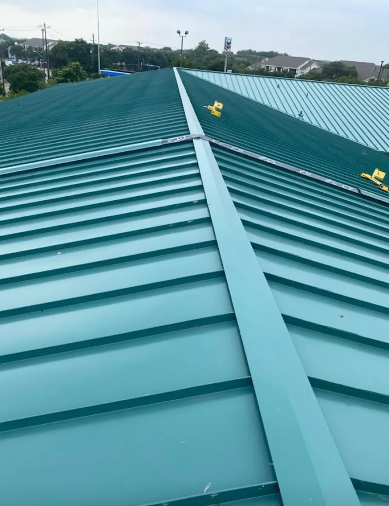 Green commercial metal roof ridge and valley for Metal Roof Repair in South Whittier